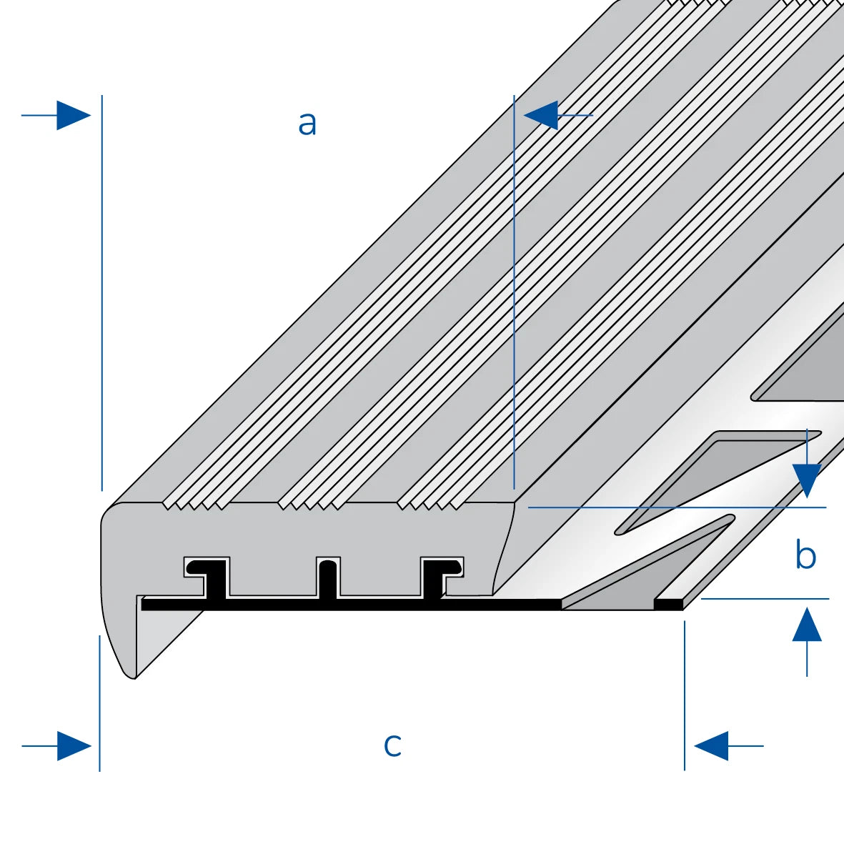 Aluminium Stair Nosing Profile for Tiles & Stone Dural Durastep Jumbo 2.5m Long