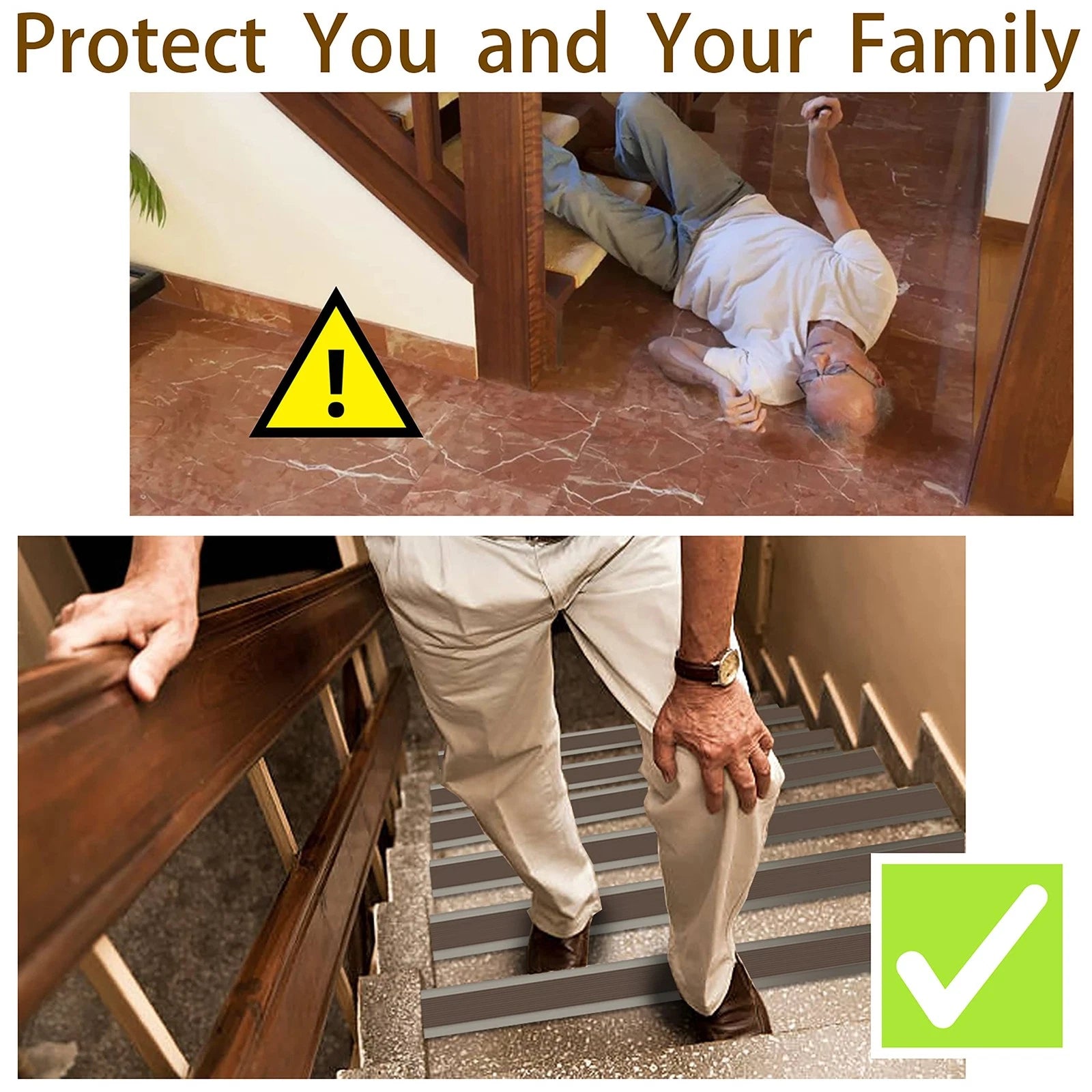 Rubber Stair Nosing - 7Ft Anti-Slip Adhesive Strip, 7Ft, Full Black
