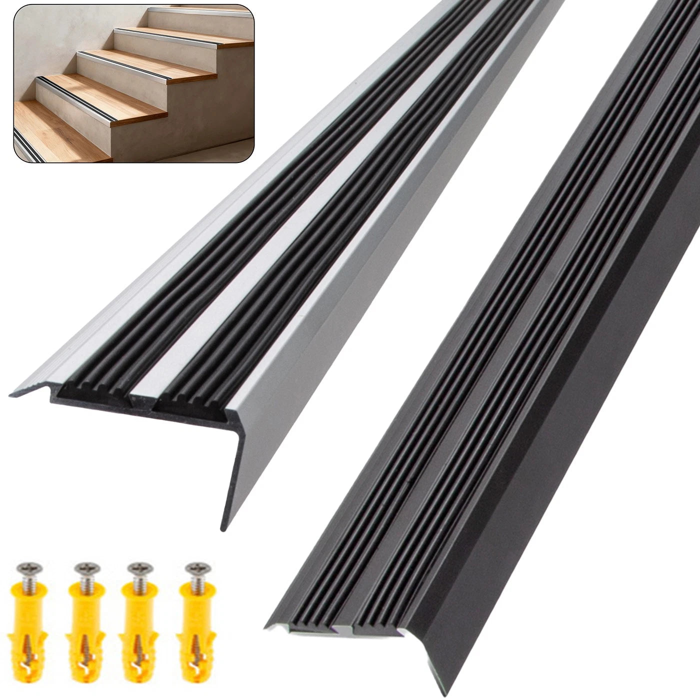 Aluminium Stair Nosing Edge Trim Step Nose Edging Nosings Carpet Silver