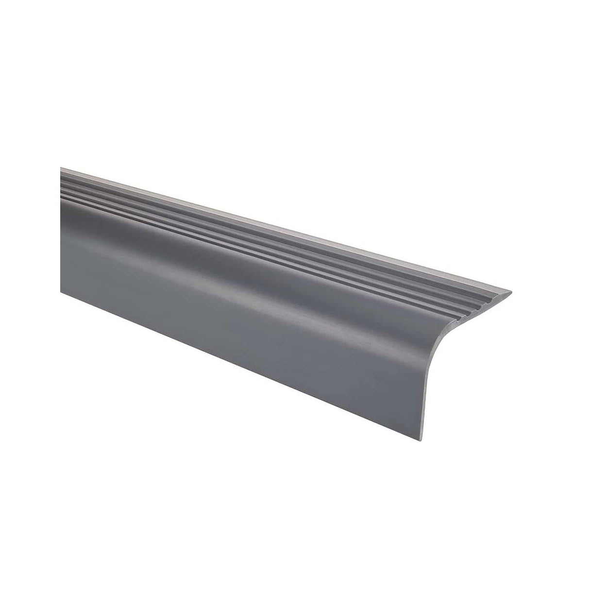 Stair Nosing Grey PVC 52x40mm 2.0m Self-Adhesive Anti-Slip Flexible Rounded Grip