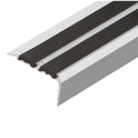 Stair Nosing Silver/Black 1.0m x35mm Anodised Aluminium Anti-Slip 19.5mm Rubber