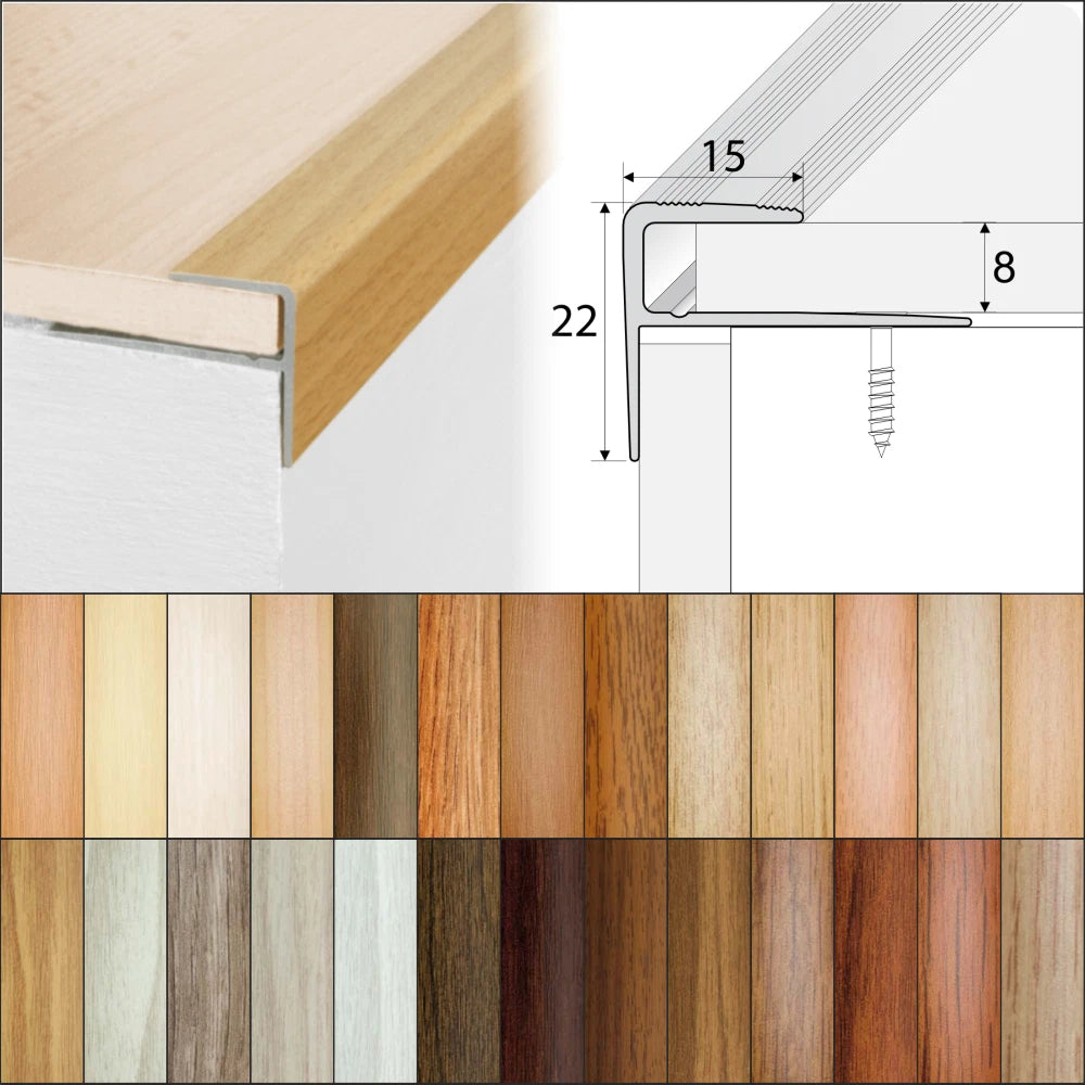 Aluminium Stair Nosing Wood Effect Edge Trim Step Edging Strip For Laminate A60