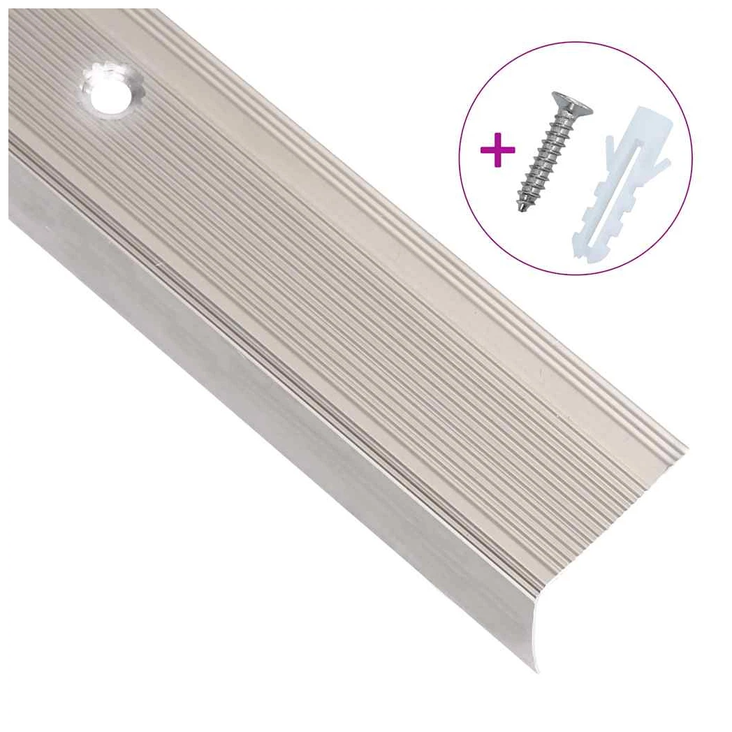 Stair Nosing L-Shape 5pcs 90cm Champagne Aluminium Anti-Slip Insert Pre-Drilled