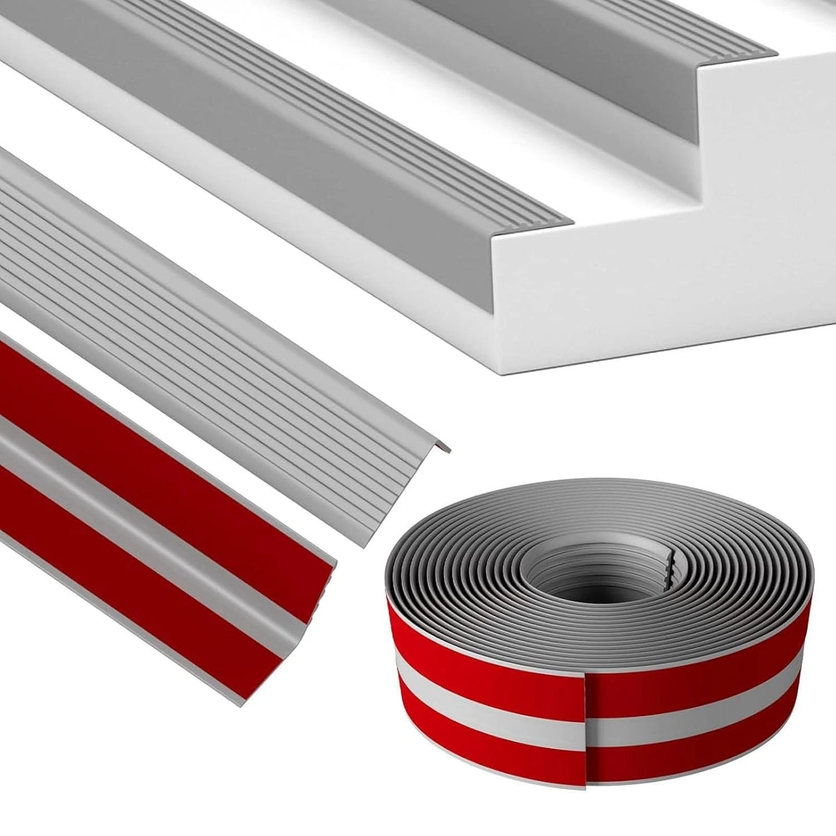 10 Meter Stair Anti Slip Nosing, Self-Adhesive Vinyl Edging Strip, Flexible PVC