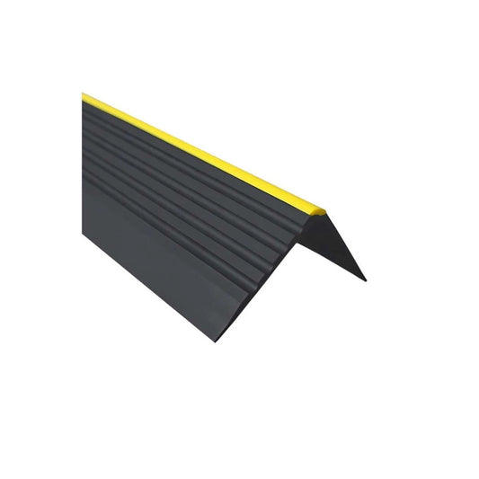 Stair Nosing Red PVC 55x40mm 1.5m Anti-Slip Yellow Edge Flexible Profile Grooved