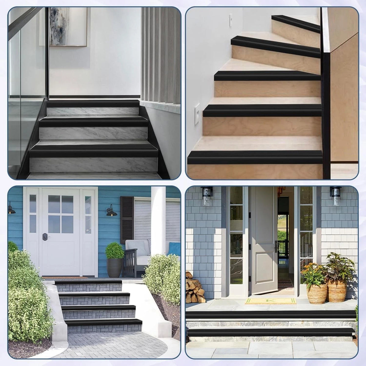 Self Adhesive Stair Nosing Rubber PVC Non-Slip Step Edge Trim Bullnose Strip 4mm