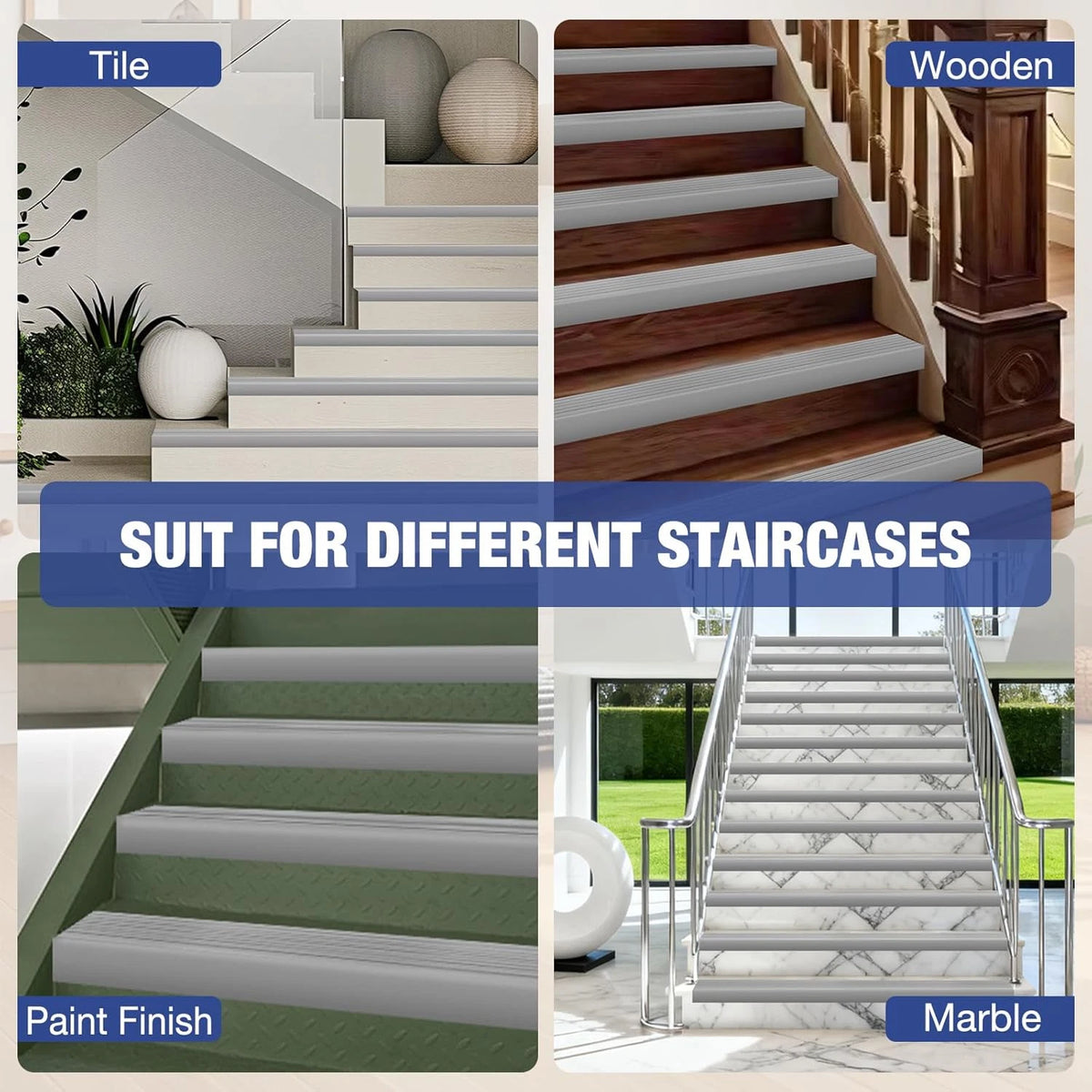 Stair anti Slip Nosing Vinyl Self-Adhesive Stair Treads Edge Trim 3 Meter Flexib