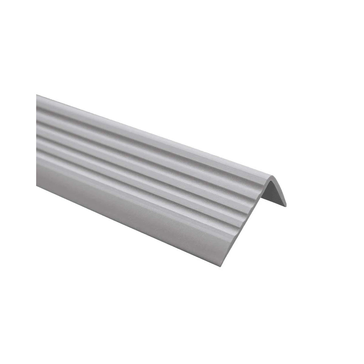 Stair Nosing Silver 40x25mm PVC AntiSlip SelfAdhesive 1.2m Flexible Ribbed Edge