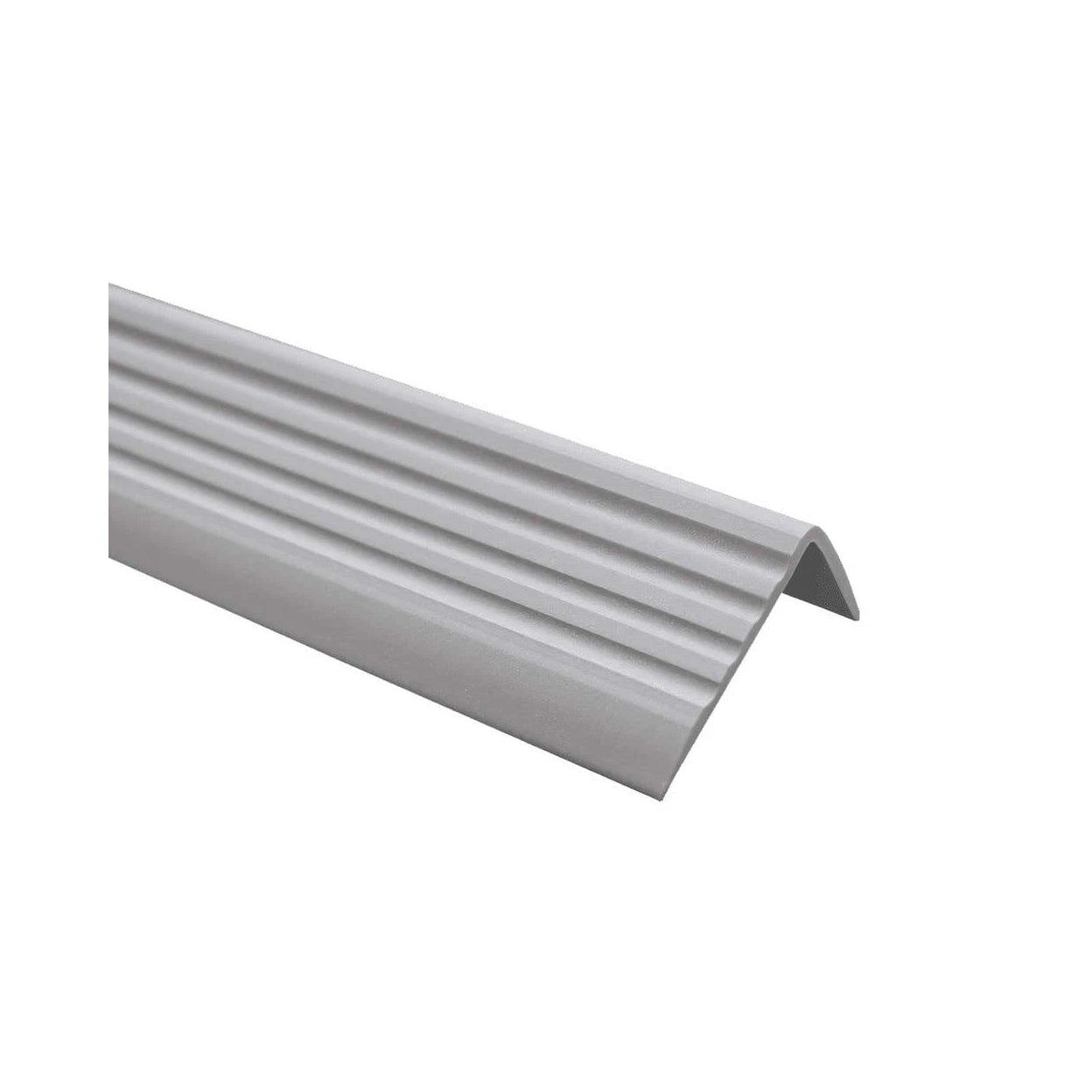 Stair Nosing Silver 40x25mm PVC AntiSlip SelfAdhesive 1.2m Flexible Ribbed Edge
