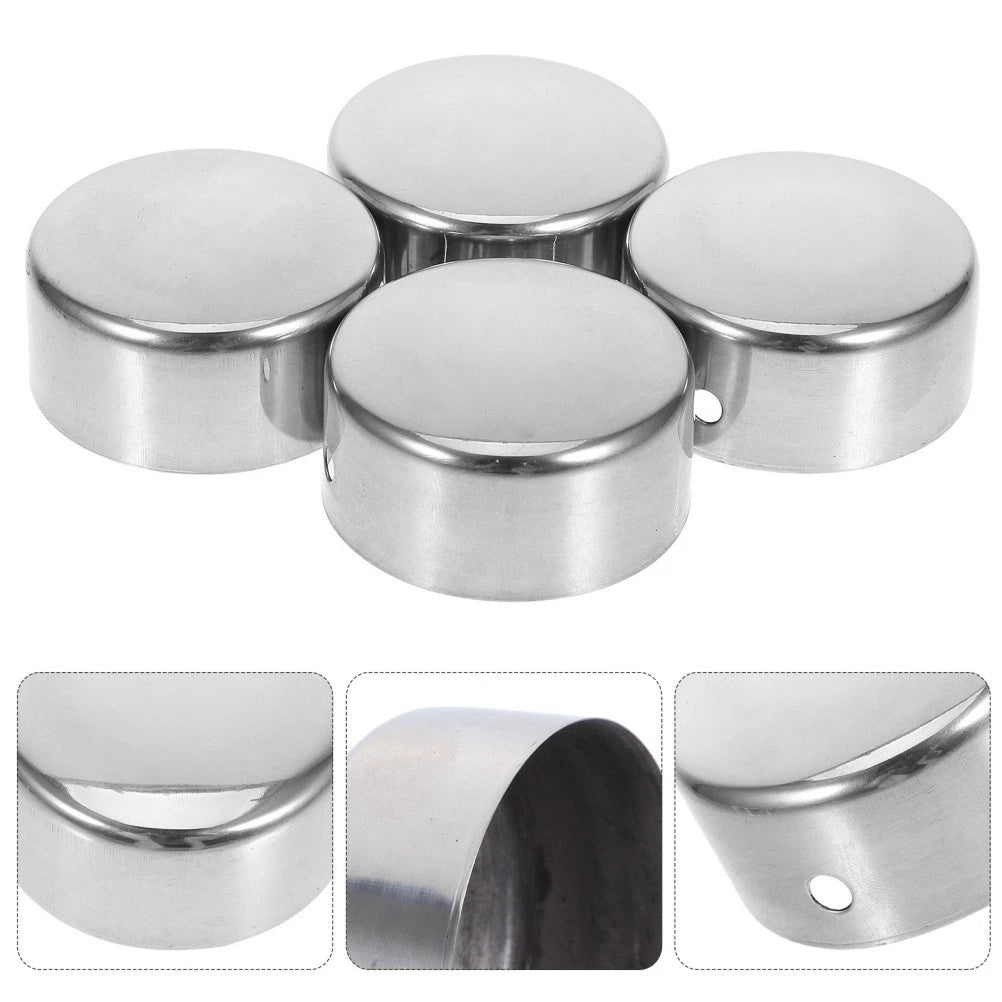 4 Pcs Handrail End Caps Stainless Steel Round Cover For Staircase Railings