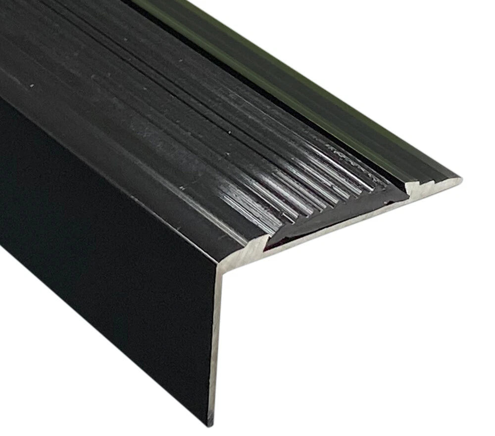 Aluminium Stair Nosing Edge Trim Step Nosings V1 Anti Slip Pad Silver Grey Black