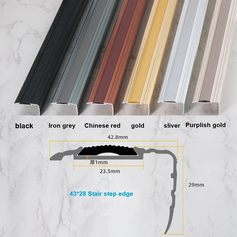 Stair Nosing Edge Trim Strips Aluminum Alloy Step Protector 0.9M black