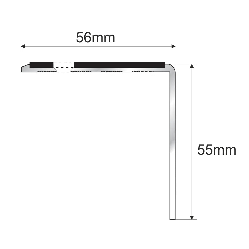 Heavy Duty Aluminium Stair Nosing 56x55mm – Anti-Slip Yellow Step Edge Trim 1m