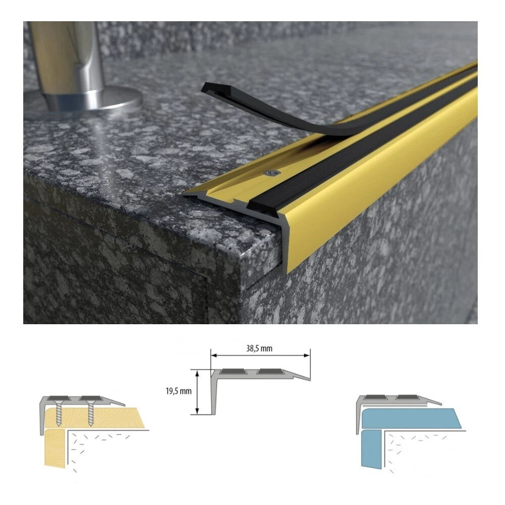 Stair Nosing Edge Trim Aluminium Step Stair Nose Edging Strip for Wood Carpet